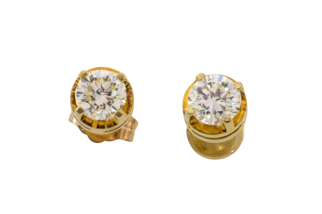 Vintage diamond studs in 14 carat gold-Earrings-The Antique Ring Shop