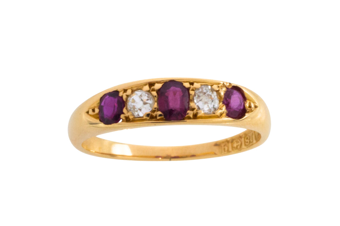 Edwrdian ruby and diamond ring from 1911
