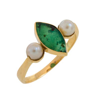 Vintage jade and pearl ring