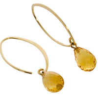 Citrine pendant hoop earrings-Earrings-The Antique Ring Shop