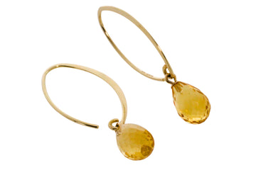 Citrine pendant hoop earrings-Earrings-The Antique Ring Shop