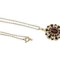 Garnet pendant with chain in 14 carat gold-Pendants-The Antique Ring Shop