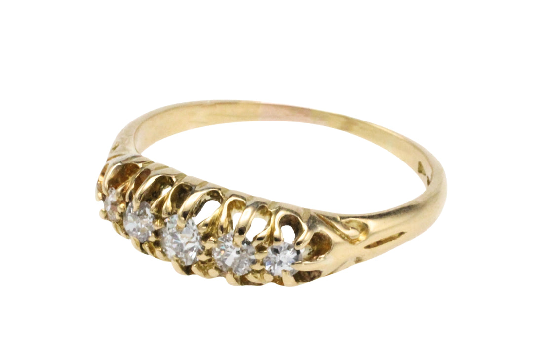 Edwardian five stone old cut diamond ring