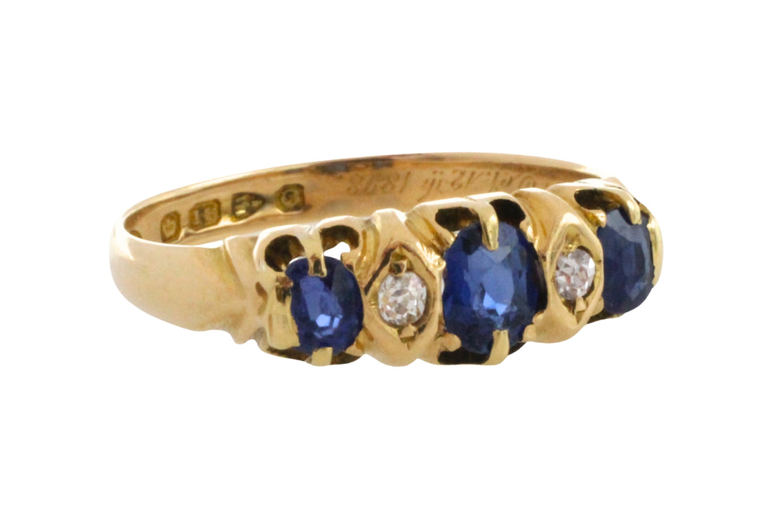 Victorian sapphire and diamond ring from 1897