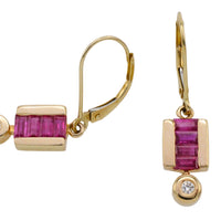 Ruby and diamond earrings in 14 carat gold