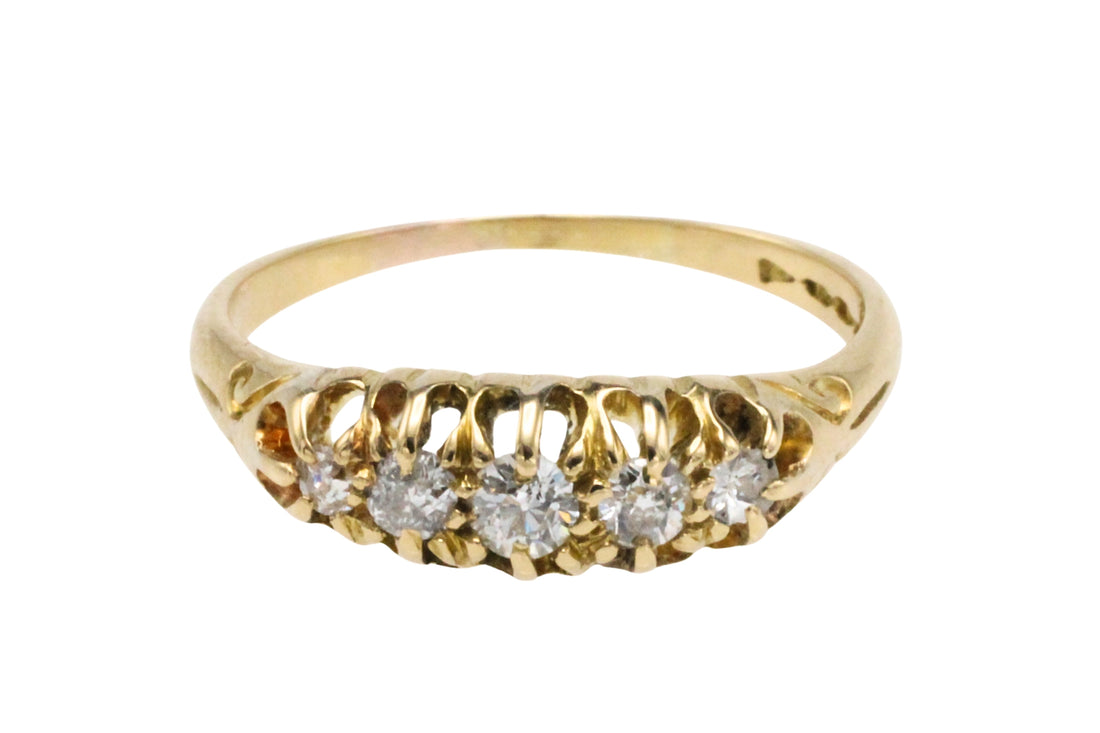 Edwardian five stone old cut diamond ring