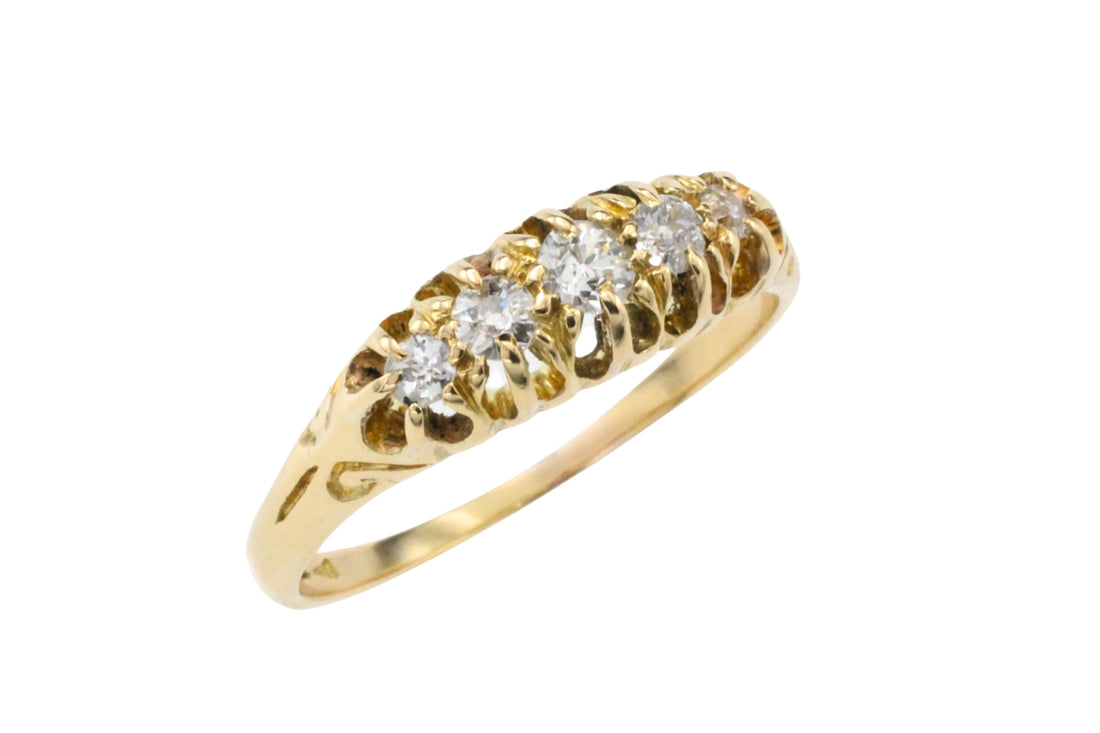 Edwardian five stone old cut diamond ring