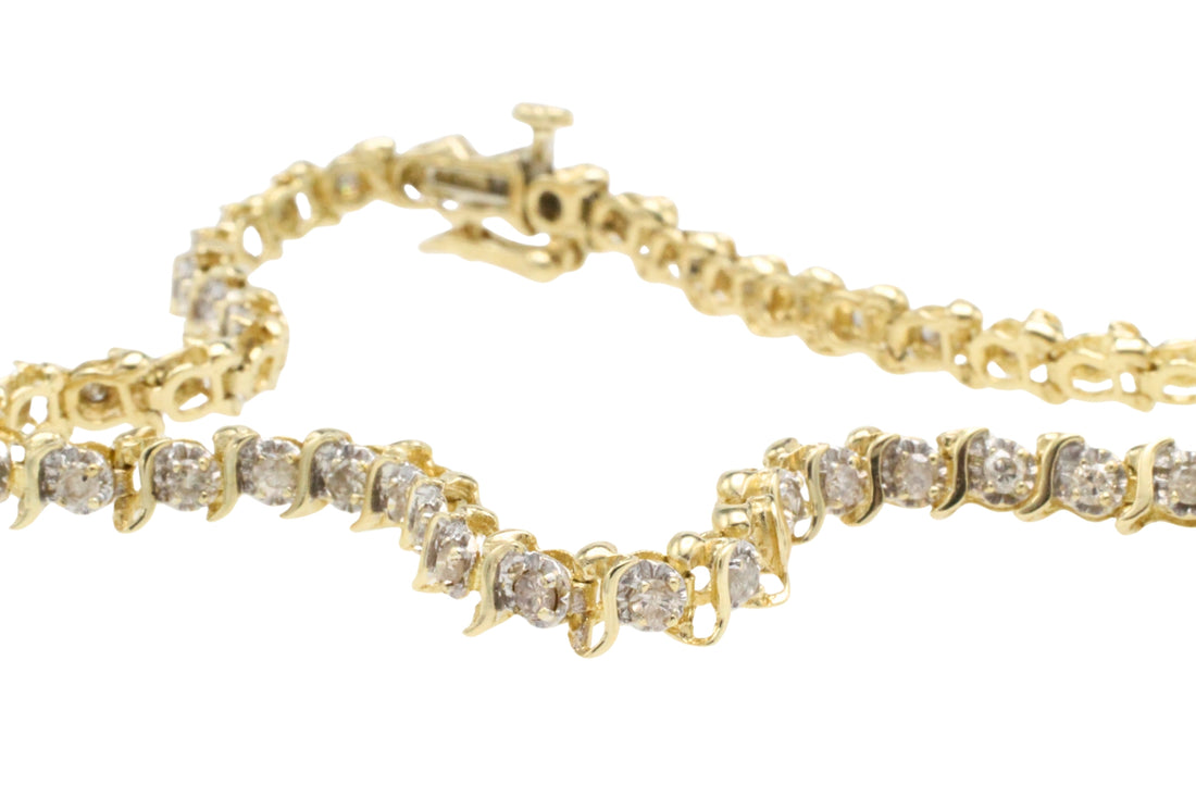 Vintage diamond bracelet in yellow and white gold-Bracelets-The Antique Ring Shop