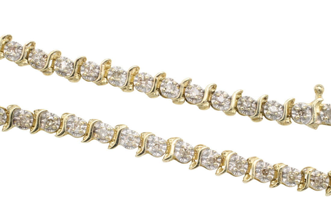 Vintage diamond bracelet in yellow and white gold-Bracelets-The Antique Ring Shop