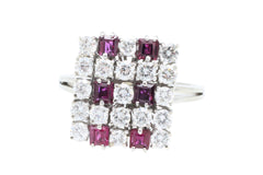 Vintage ruby and diamond ring in white gold-The Antique Ring Shop