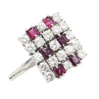 Vintage ruby and diamond ring in white gold