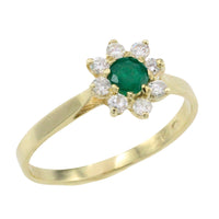 Emerald and diamond cluster ring