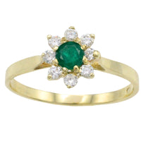 Emerald and diamond cluster ring