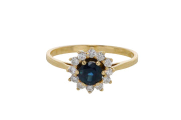Sapphire and diamond cluster ring
