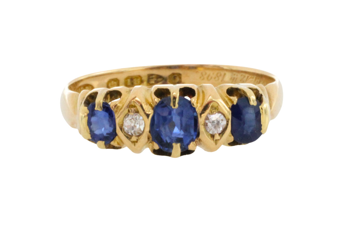 Victorian sapphire and diamond ring from 1897