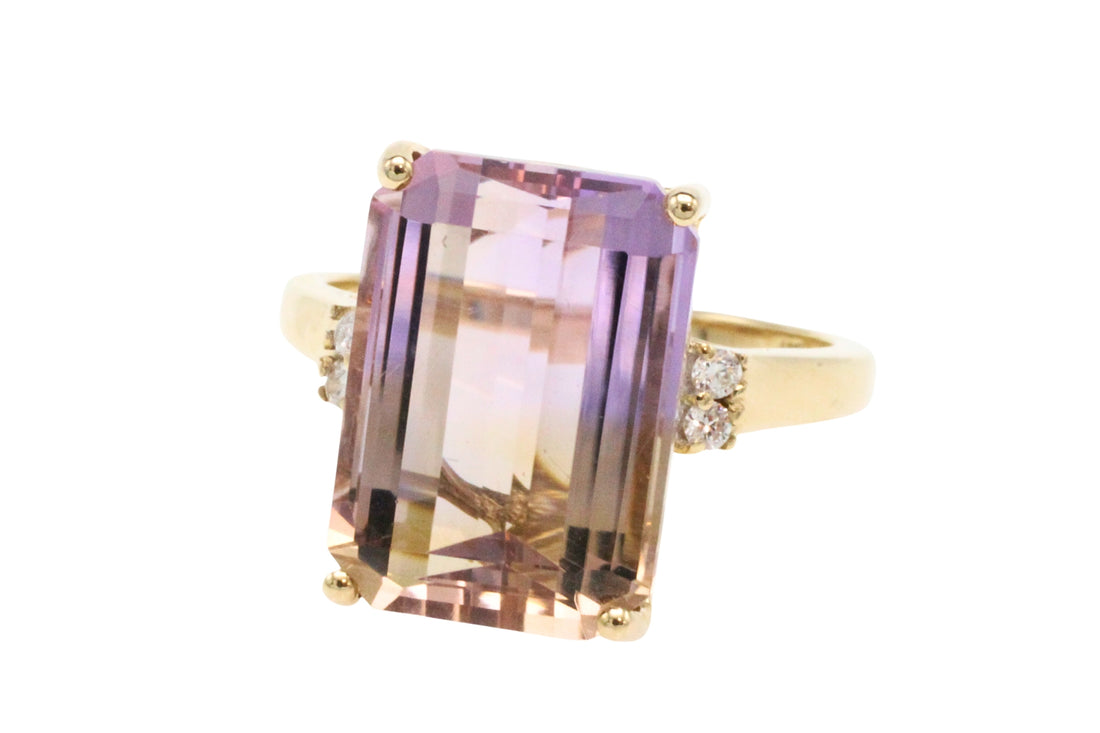 Amatrine and diamond ring