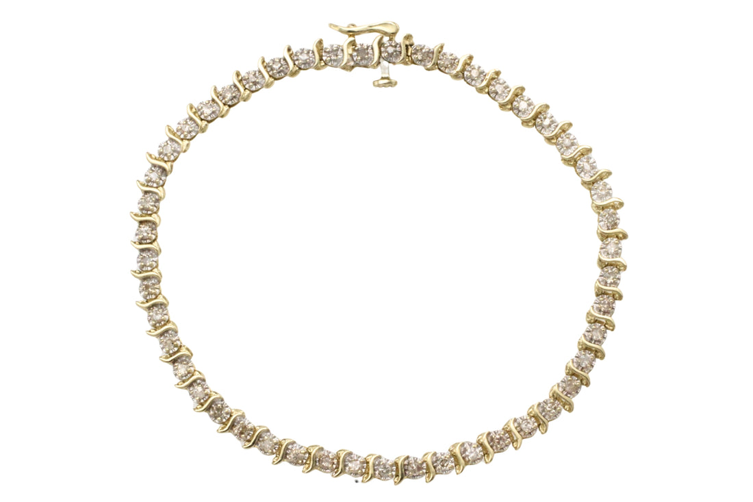 Vintage diamond bracelet in yellow and white gold-Bracelets-The Antique Ring Shop