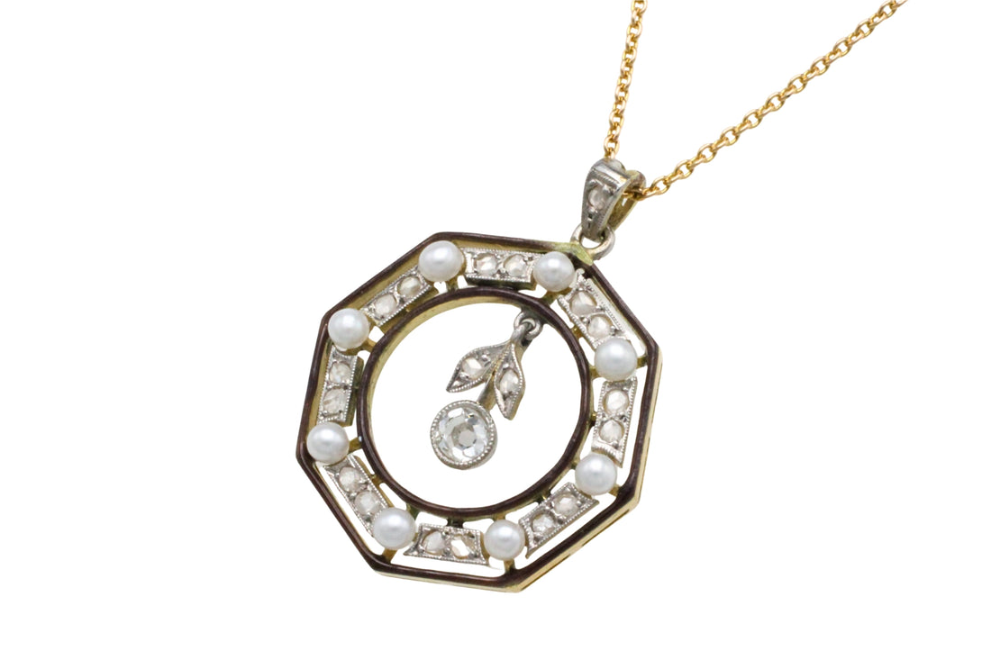 Belle Epoque pendant with diamonds and pearls
