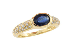 Sapphire and diamond ring in 18 carat gold-Vintage Rings-The Antique Ring Shop