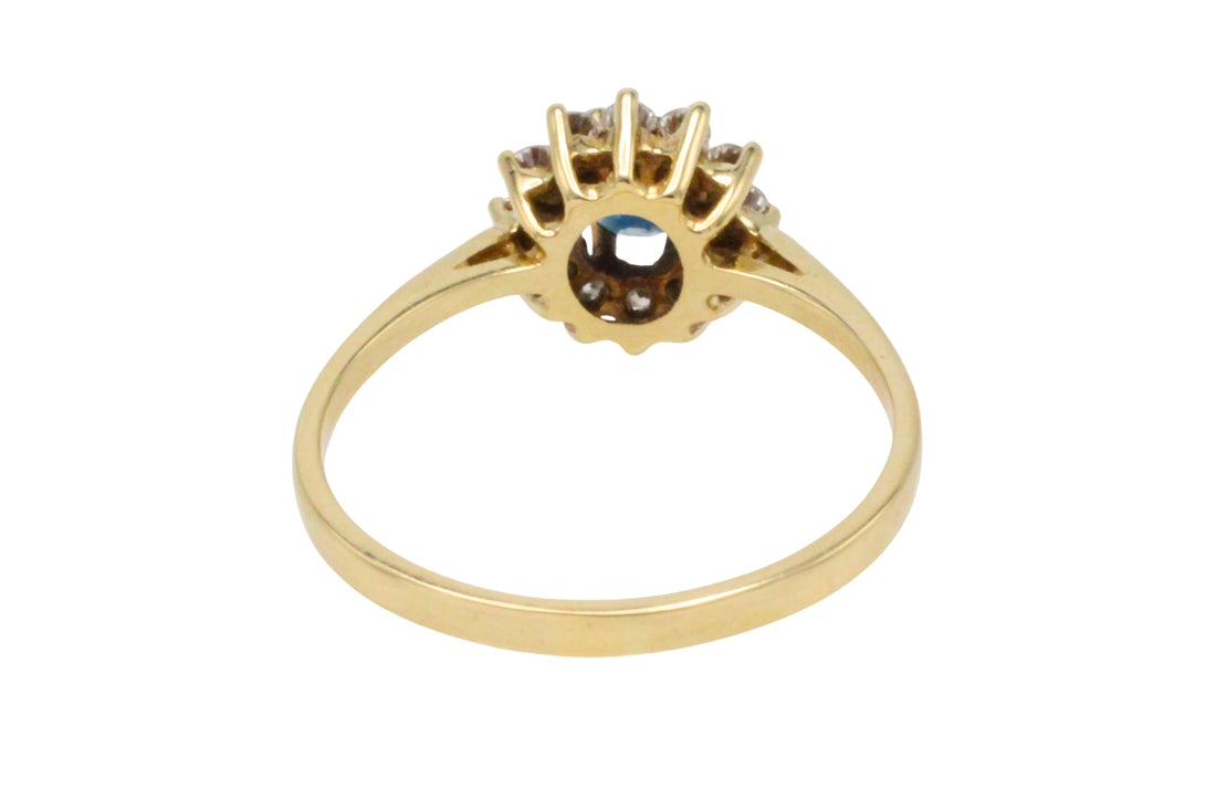 Sapphire and diamond cluster ring