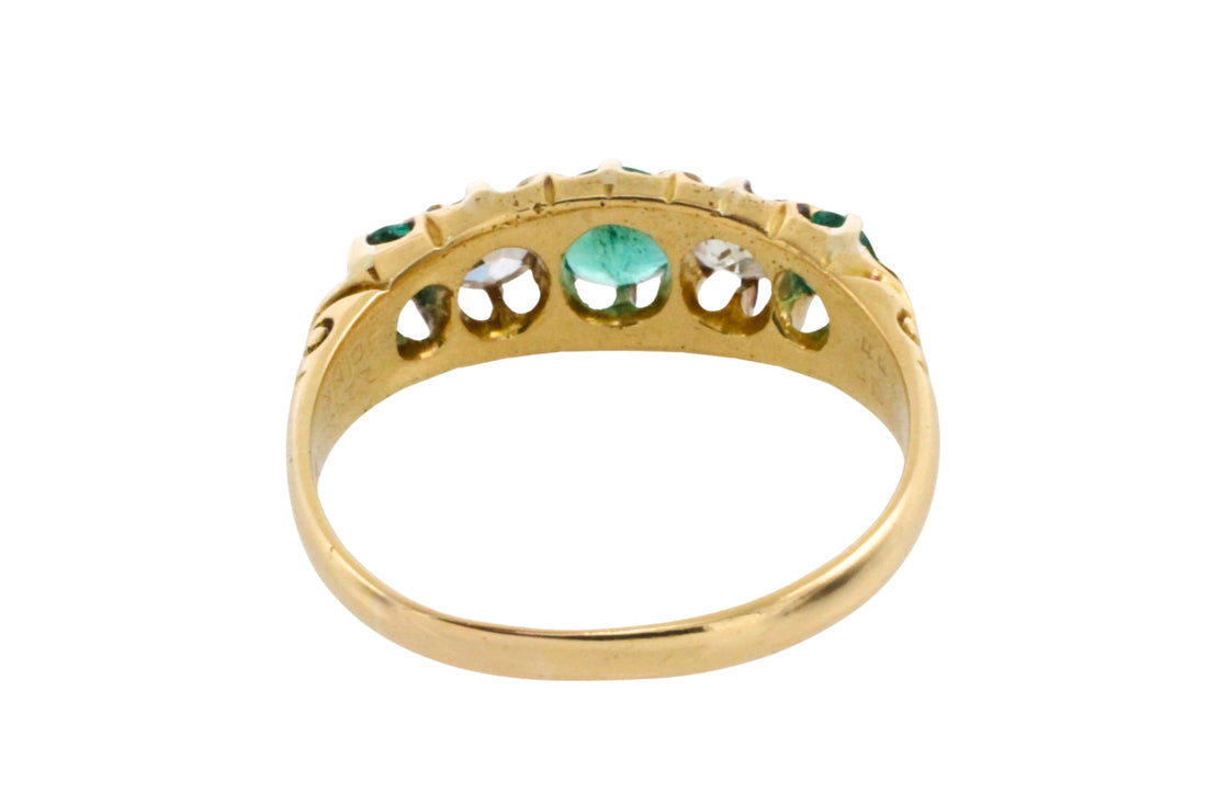 Edwardian emerald and diamond ring from 1908-Antique rings-The Antique Ring Shop
