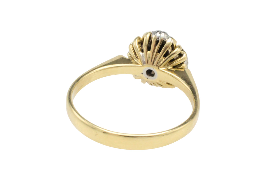 Ruby and diamond cluster ring in 18 carat gold-Vintage Rings-The Antique Ring Shop
