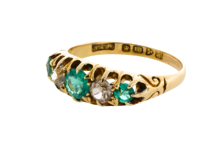 Edwardian emerald and diamond ring from 1908-Antique rings-The Antique Ring Shop