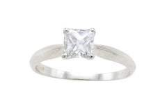 Princess cut diamond ring in white gold-engagement rings-The Antique Ring Shop