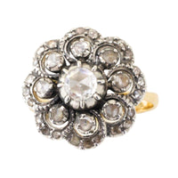 Vintage rose diamond ring in silver and gold
