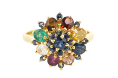 Multi gem ring in 14 carat gold-Vintage Rings-The Antique Ring Shop