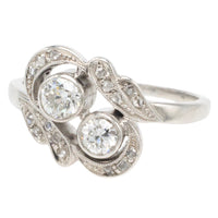 Antique Toi et Moi old cut diamond ring