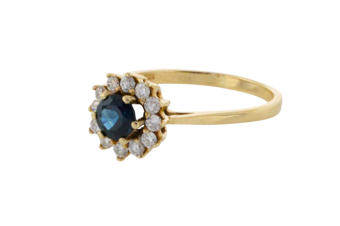 Sapphire and diamond cluster ring