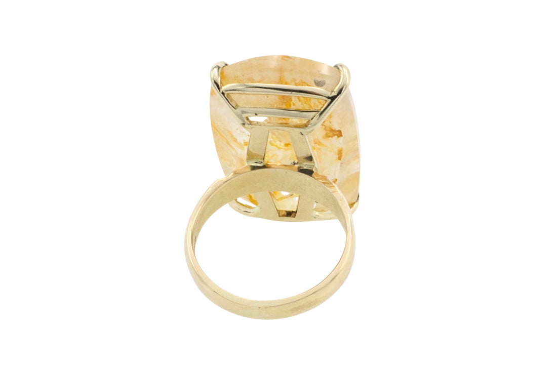 Large rock crystal ring in 14 carat gold-Vintage Rings-The Antique Ring Shop