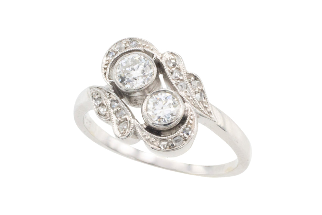Antique Toi et Moi old cut diamond ring