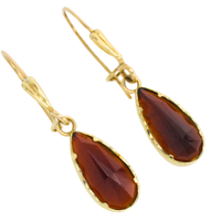 Garnet pendant earrings in 14 carat gold