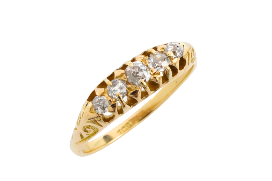 Edwardian five stone old cut diamond ring