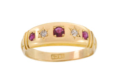 Victorian ruby and diamond gypsy ring-Antique rings-The Antique Ring Shop