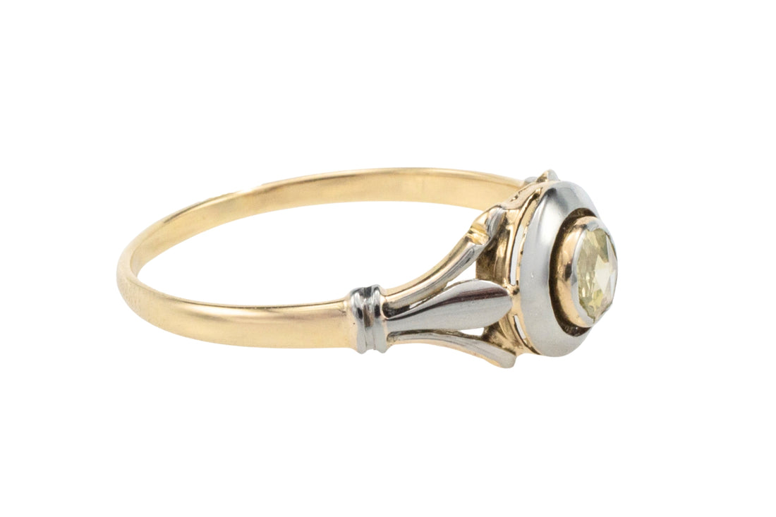 Rose diamond 18 carat white and yellow gold ring
