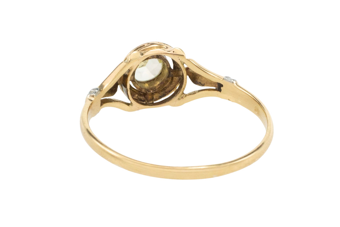 Rose diamond 18 carat white and yellow gold ring