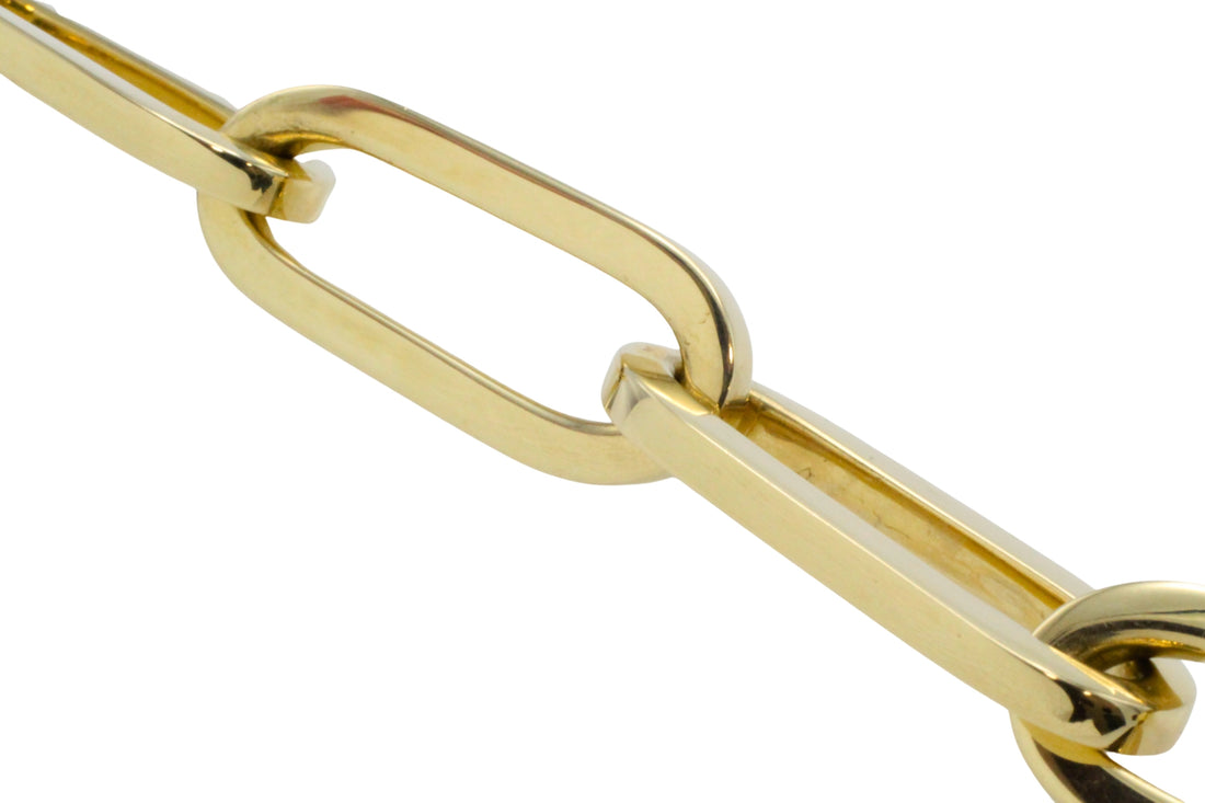 Paper clip bracelet in 14 carat gold