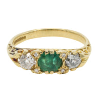 Vintage emerald and diamond ring-Vintage Rings-The Antique Ring Shop