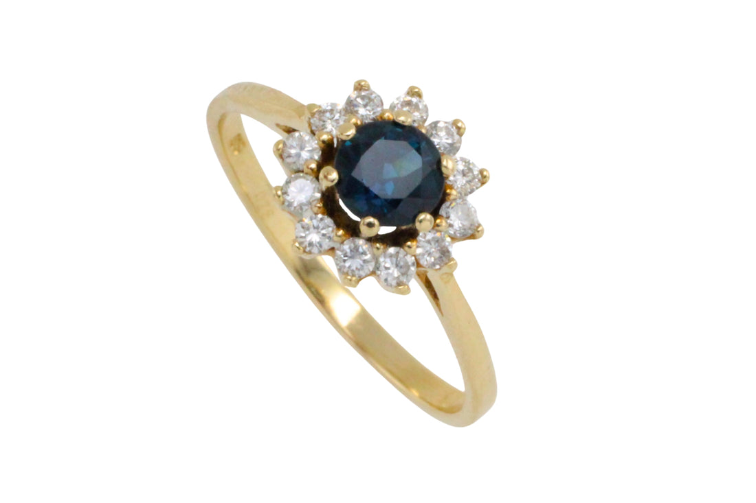 Sapphire and diamond cluster ring