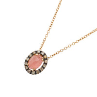 Rhodochrosiet en diamanten hanger van 18 karaat goud