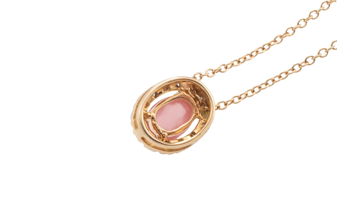 Rhodochrosiet en diamanten hanger van 18 karaat goud