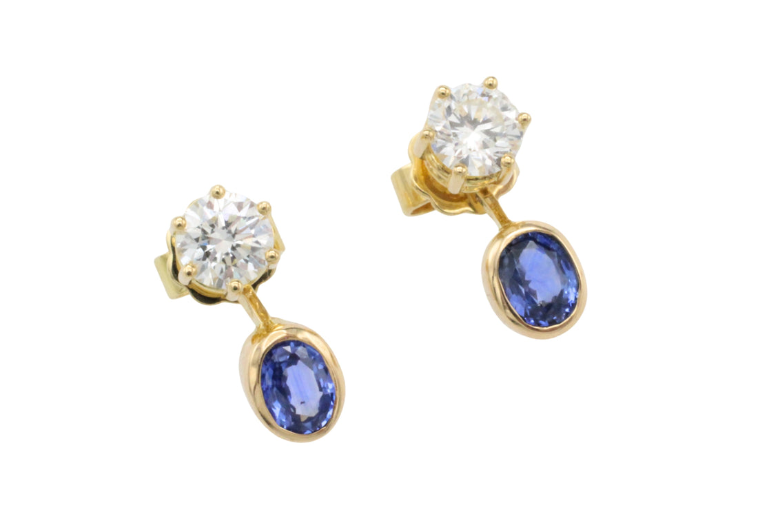 Diamond studs with detachable sapphires