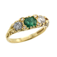 Vintage emerald and diamond ring-Vintage Rings-The Antique Ring Shop