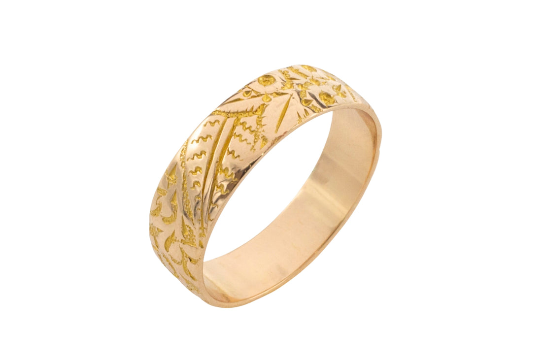 Antique band with floral motif from 1900-The Antique Ring Shop