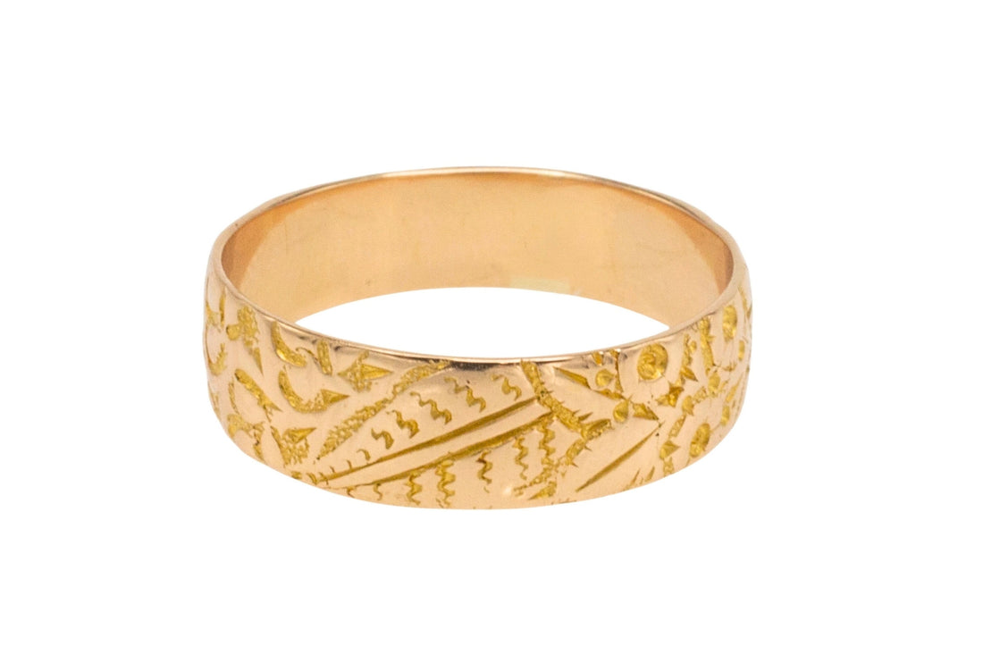 Antique band with floral motif from 1900-The Antique Ring Shop