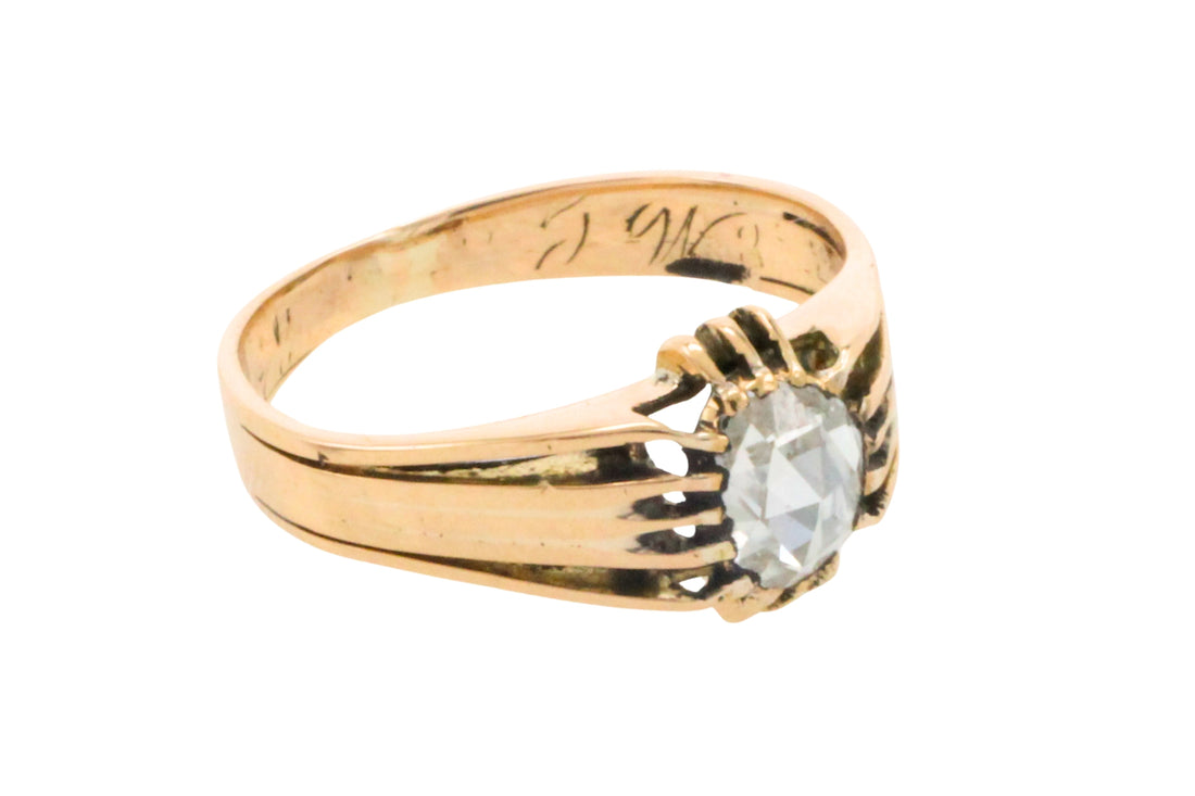 Antique rose diamond Belcher style ring