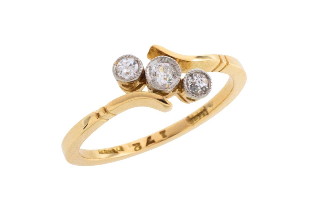 Edwardian three stone old cut diamond ring-Antique rings-The Antique Ring Shop